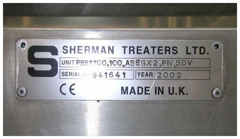 Sherman Treaters serial number plate